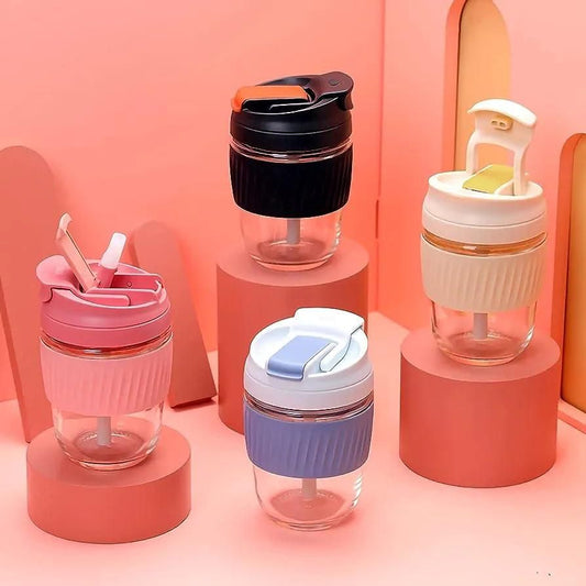 Glass Tumbler with Airtight Lid and Straw – Eco-Friendly Sipping in Style!